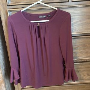 NY & Company 3/4 Ruffle Sleeve Dress Shirt